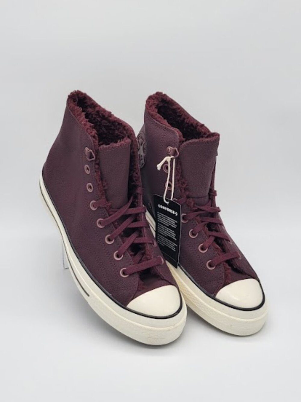 CONVERSE Chuck 70 High Leather Bloodstone Fur Lined Men 10 Women 12 NWOB
